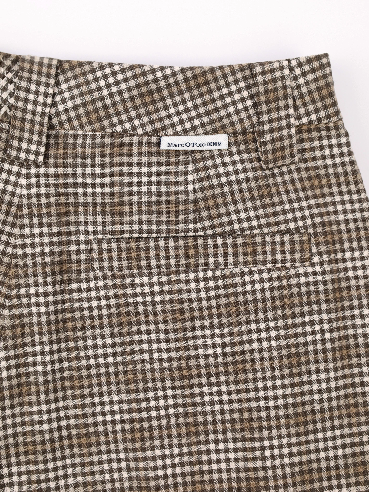 Брюки в клеточку из смеси хлопка и льна